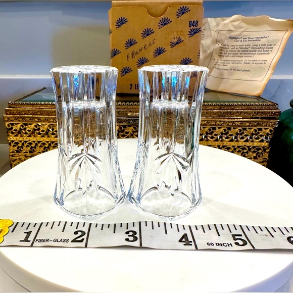 Princess House VTG 1988 Royal Highlights Cut Lead Crystal Mini Vases, 2, NIB EUC - Picture 9 of 17